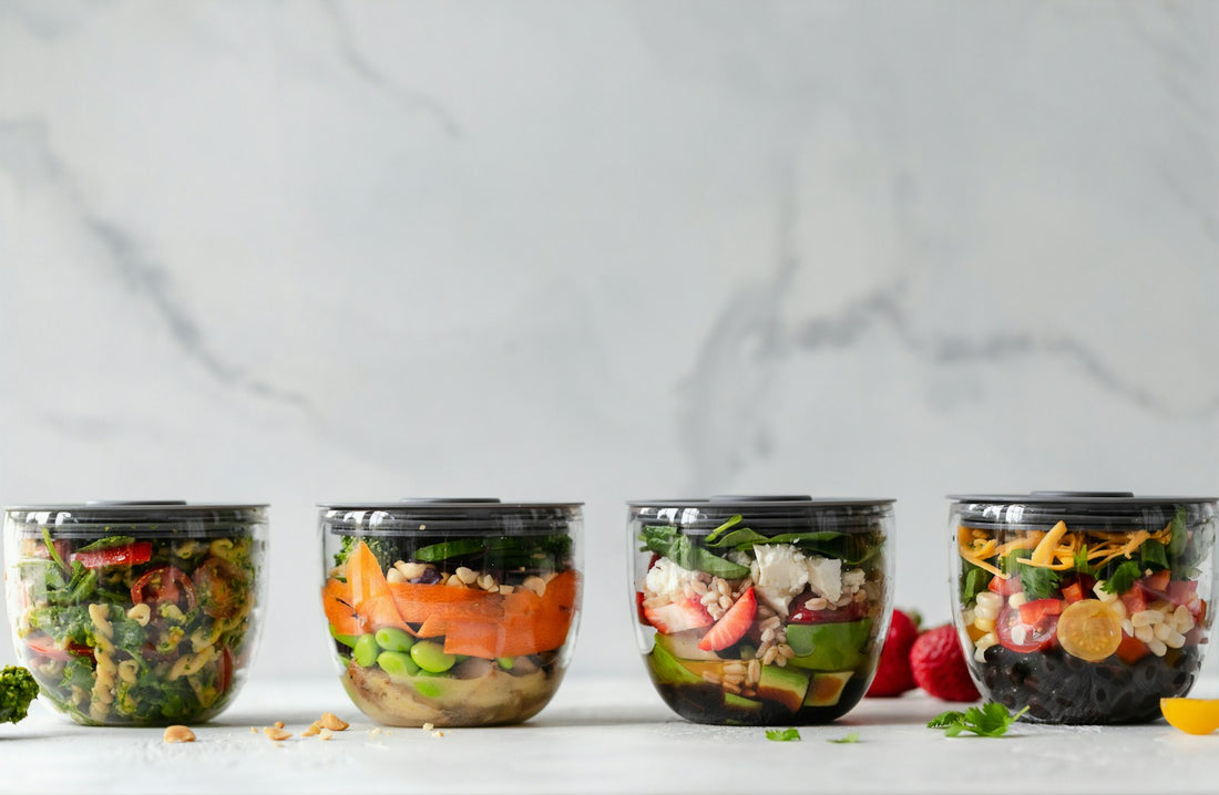 Healthy meal-prep containers of food