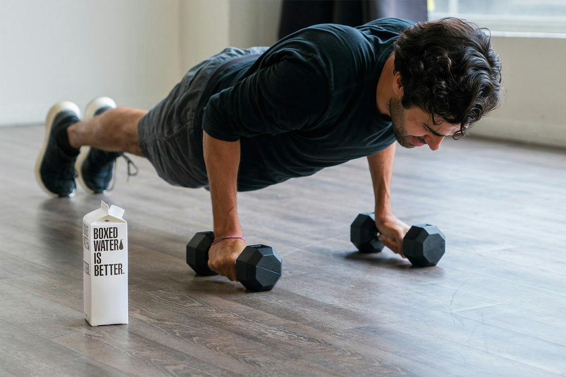 Man performing an intense push-up