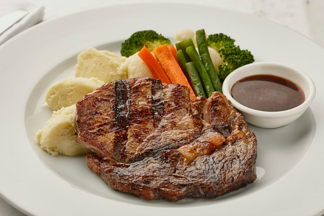 Plate of meat and vegetables