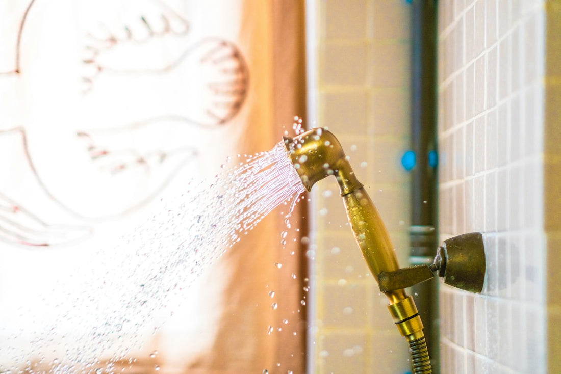 Bright shower with running water
