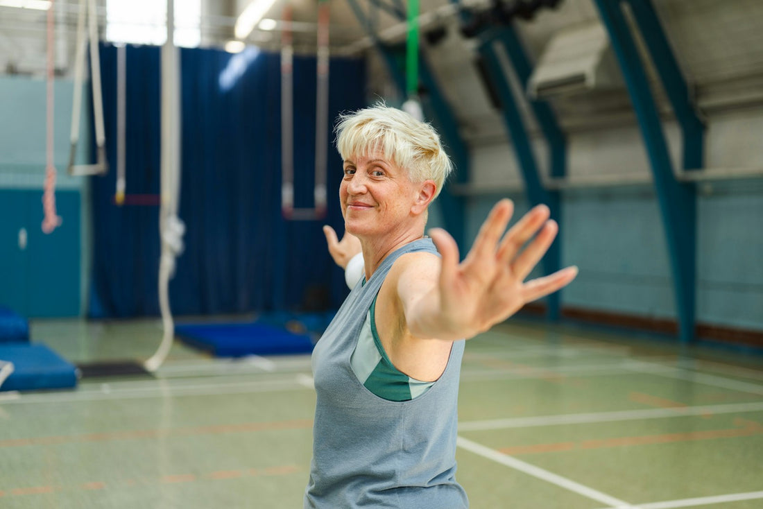 Older woman strength training in a gym