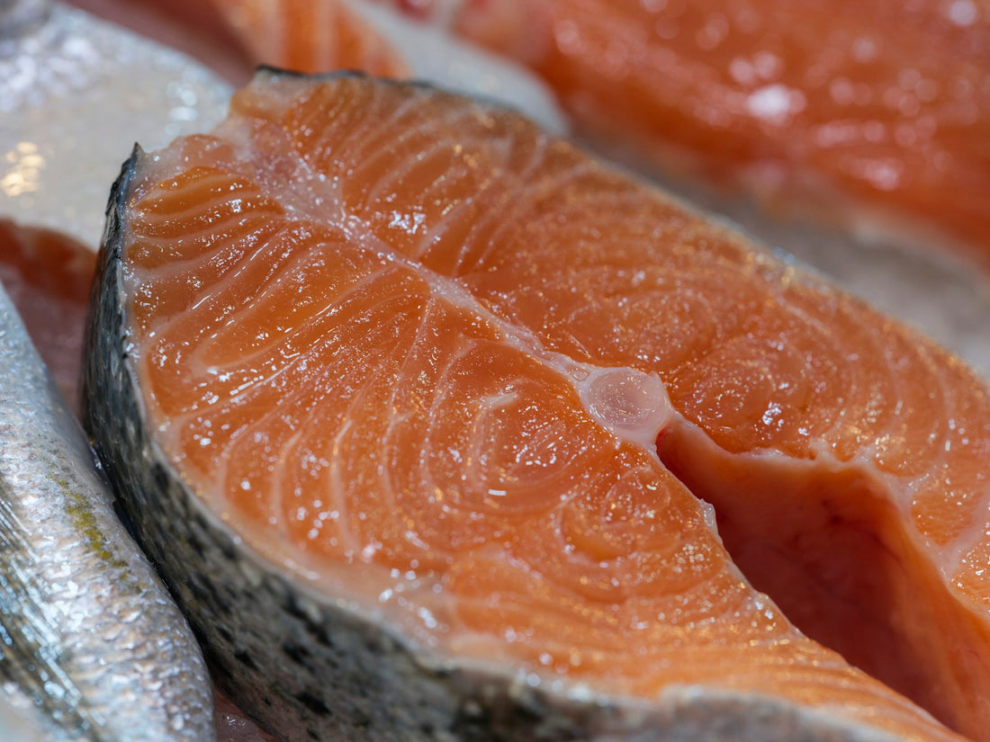 Fresh salmon steak, a rich source of omega-3 fats